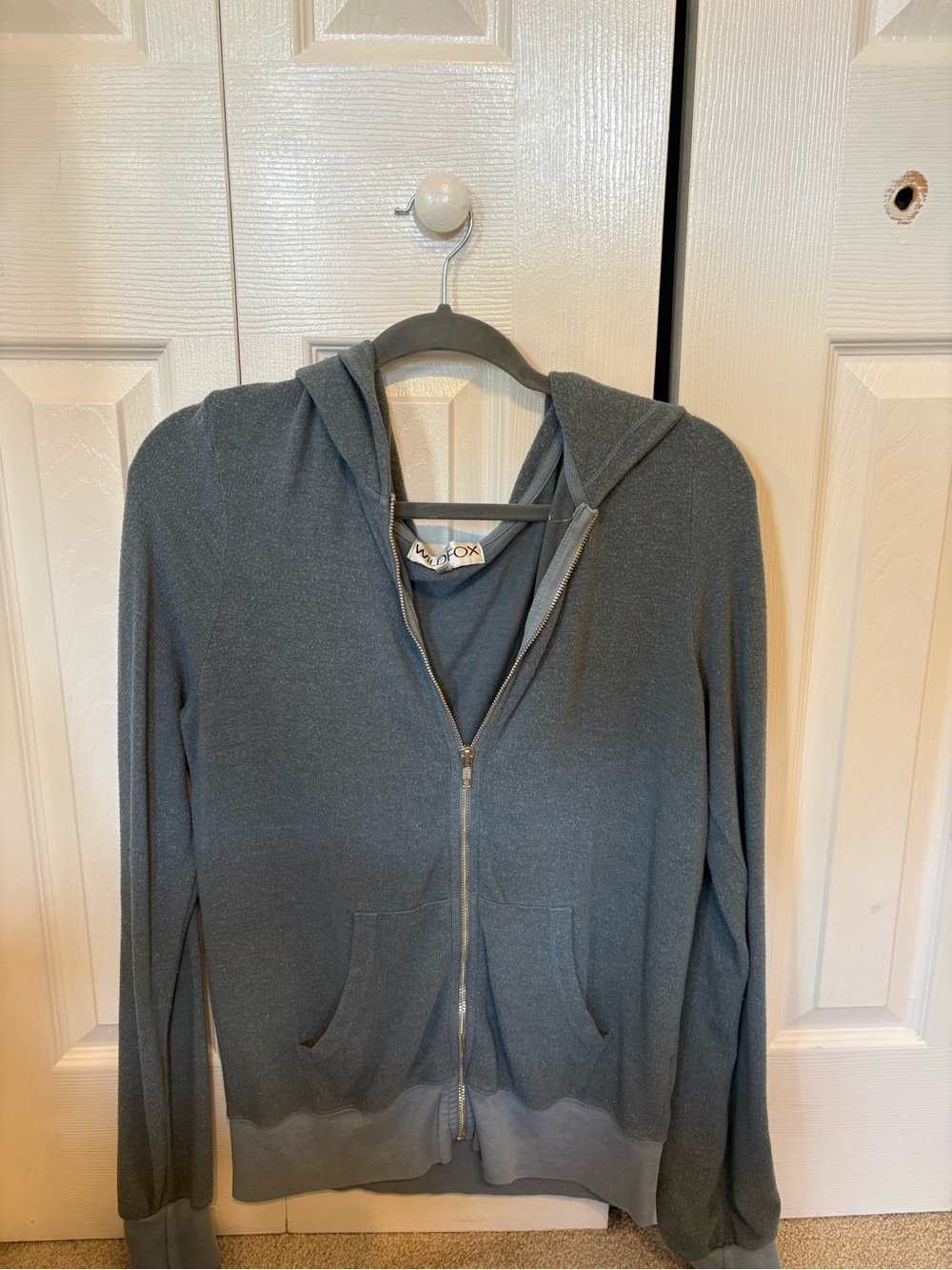 WILDFOX Soft Slate Blue Zip-Up Teddy Jacket - Picture 2 of 2